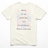 T-Shirt in Naturfarbe mit der Aufschrift „Heute ist ein guter tag weil ich entscheide dass es einer wird rückseite.jpg“