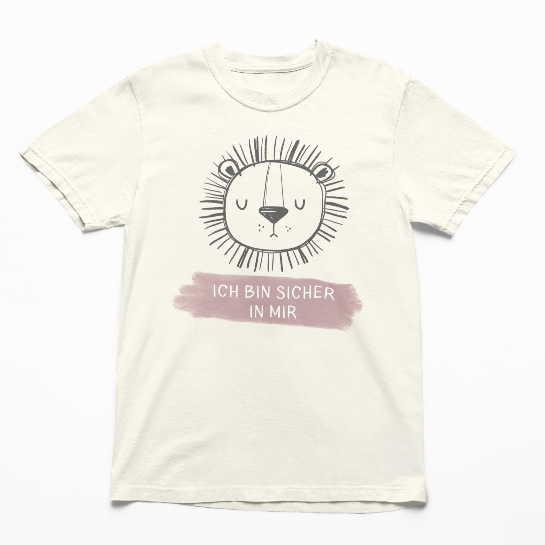 T-Shirt in Naturfarbe mit der Aufschrift „Ich bin sicher in mir vorderseite.jpg“