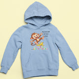 Kinder Hoodie lotus blue mit Affen Motiv Milo – Affirmation Fehler sind Helfer Kinderkleidung
