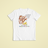 Weißes Kinder T-Shirt mit Milo der Affe Motiv und Affirmation Ich lerne immer was dazu