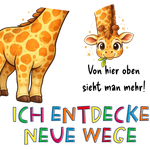 Gina die Giraffe Illustration mit Affirmation „Ich entdecke neue Wege“ – Sinachtsam Tierfreunde Design