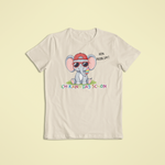 Kinder T-Shirt sandfarben mit Eddy dem Elefanten und Affirmation „Ich kann das schon“ – Sinachtsam Achtsamkeits Kleidung für Kinder
