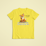 Kinder T-Shirt gelb mit Fina dem Fuchs und Affirmation „Für jedes Problem gibt es eine Lösung“ – Sinachtsam Kinder Kleidung mit positivem Glaubenssatz