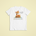 Kinder T-Shirt weiß mit Fina dem Fuchs und Affirmation „Für jedes Problem gibt es eine Lösung“ – Sinachtsam Kinder Affirmations Shirt