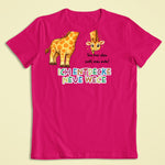 Kinder T-Shirt fuchsia mit Gina der Giraffe und Affirmation „Ich entdecke neue Wege“ – Affirmations Kleidung für Kinder von Sinachtsam