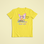 Kinder T-Shirt gelb mit Lumi dem Schmetterling und Affirmation „Mein Leben darf leicht sein“ – Sinachtsam Affirmationskleidung für Kinder