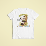 Kinder T-Shirt weiß mit Pako dem Panda und Affirmation „Ich bin genug“ – Sinachtsam Achtsamkeits Kleidung für Kinder