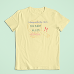 T-Shirt in Gelb mit dem Aufdruck: Ich darf alles entdecken – Einschulungskollektion von Sinachtsam