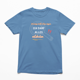 T-Shirt in Indigo Blue mit dem Aufdruck: Ich darf alles entdecken – Bio-Affirmationsshirt zur Einschulung von Sinachtsam